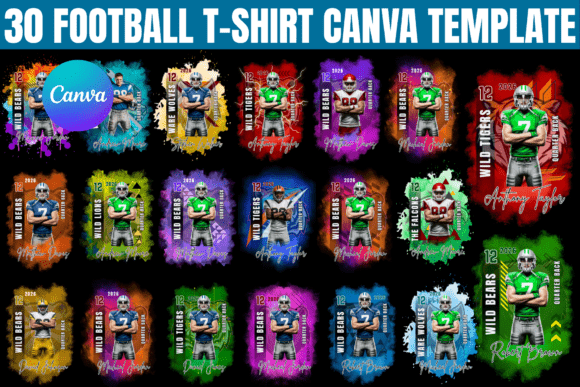 30 Football T-Shirt Canva Templates