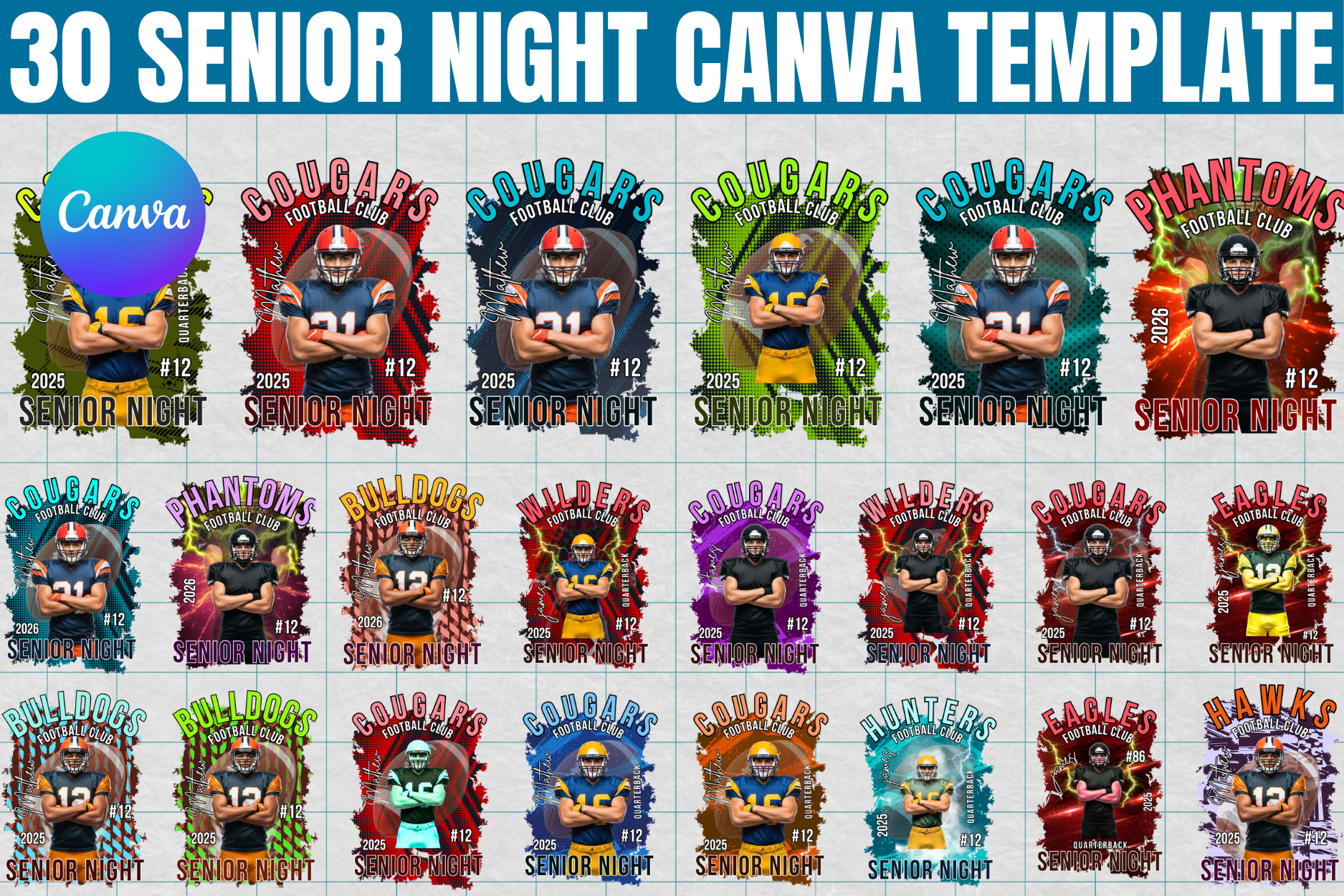 30 Senior Night Canva Editable Template