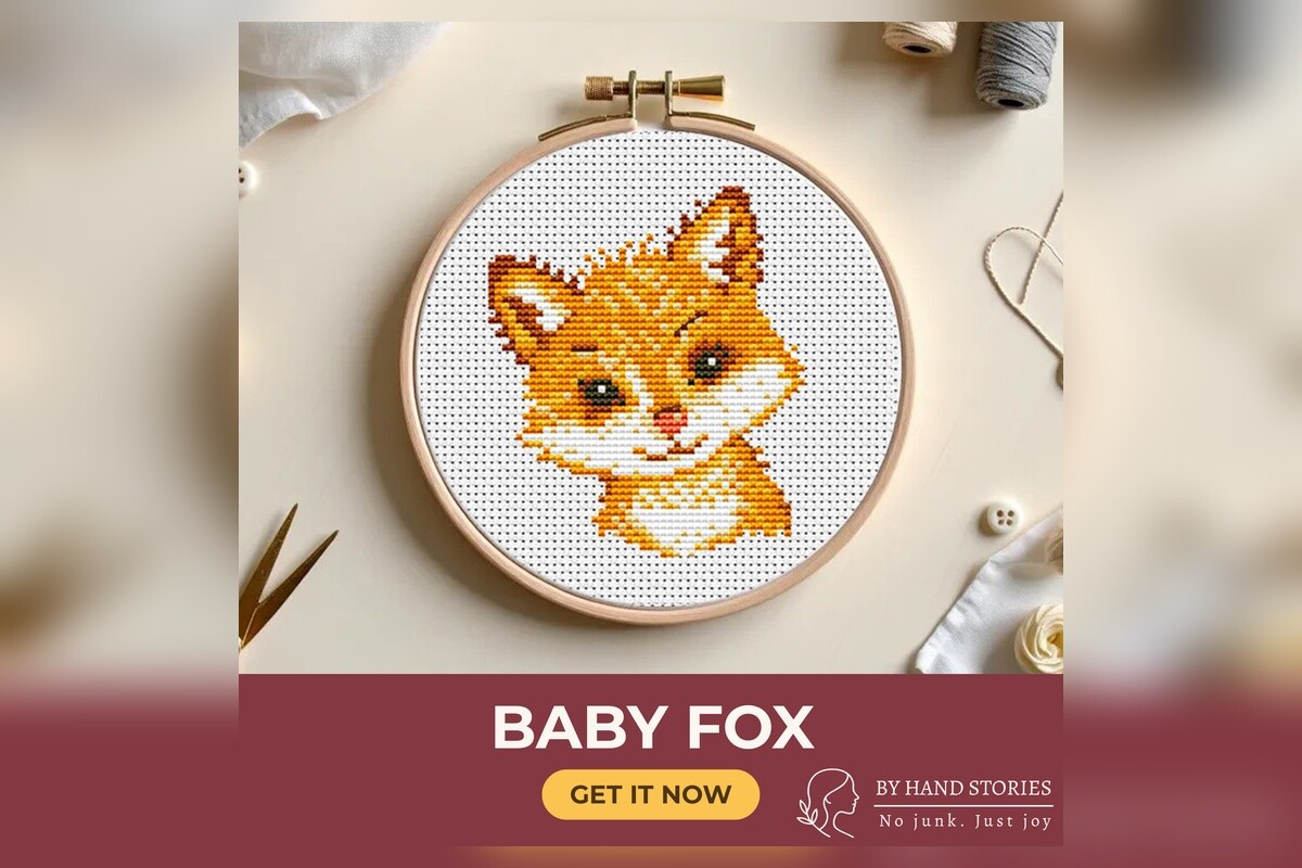 Baby Fox Cross Stitch Pattern PDF