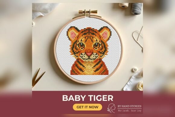 Baby Tiger Cross Stitch Pattern PDF