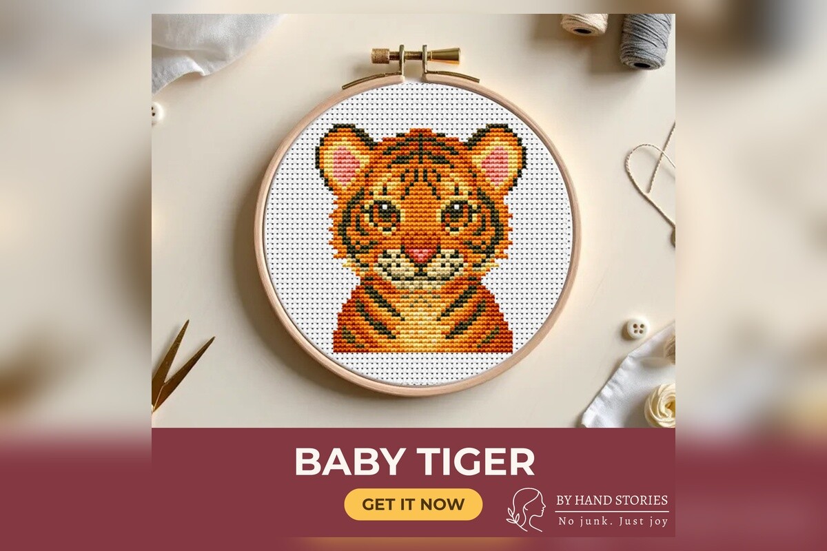 Baby Tiger Cross Stitch Pattern PDF