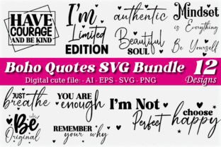 Boho Inspirational Quotes SVG Bundle Graphic by MightyPejes · Creative ...