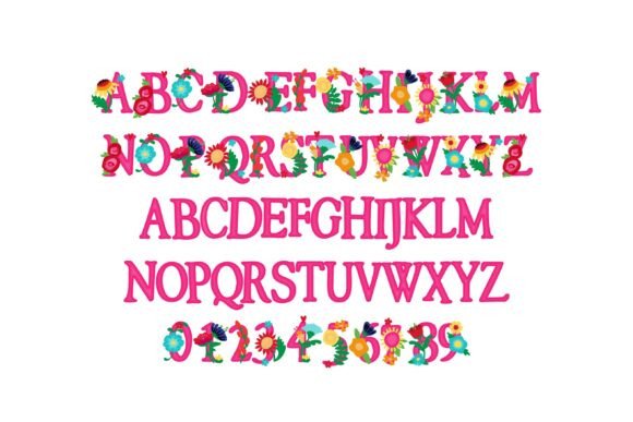 Cinco De Mayo Floral Font PNG with transparent background - Preview 1