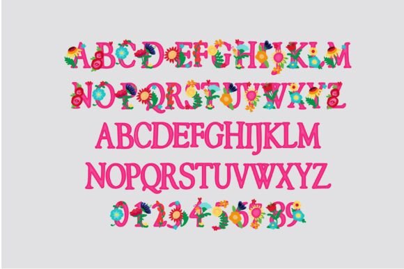 Cinco De Mayo Floral Font PNG with transparent background - Preview 2