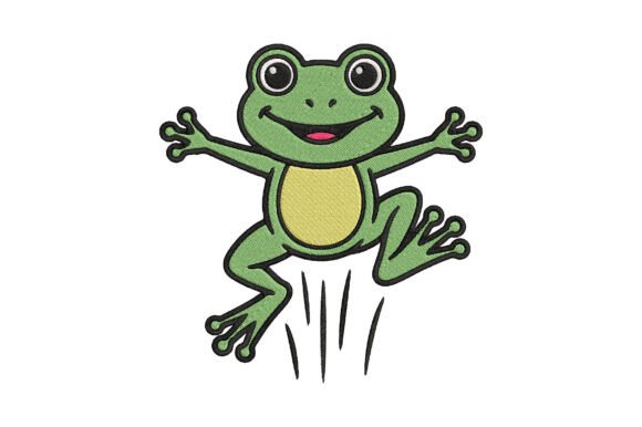 Cute Frog Embroidery Design