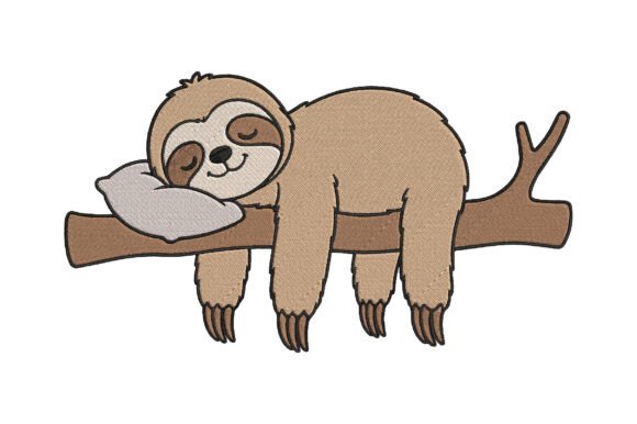 Cute Sloth Embroidery Design