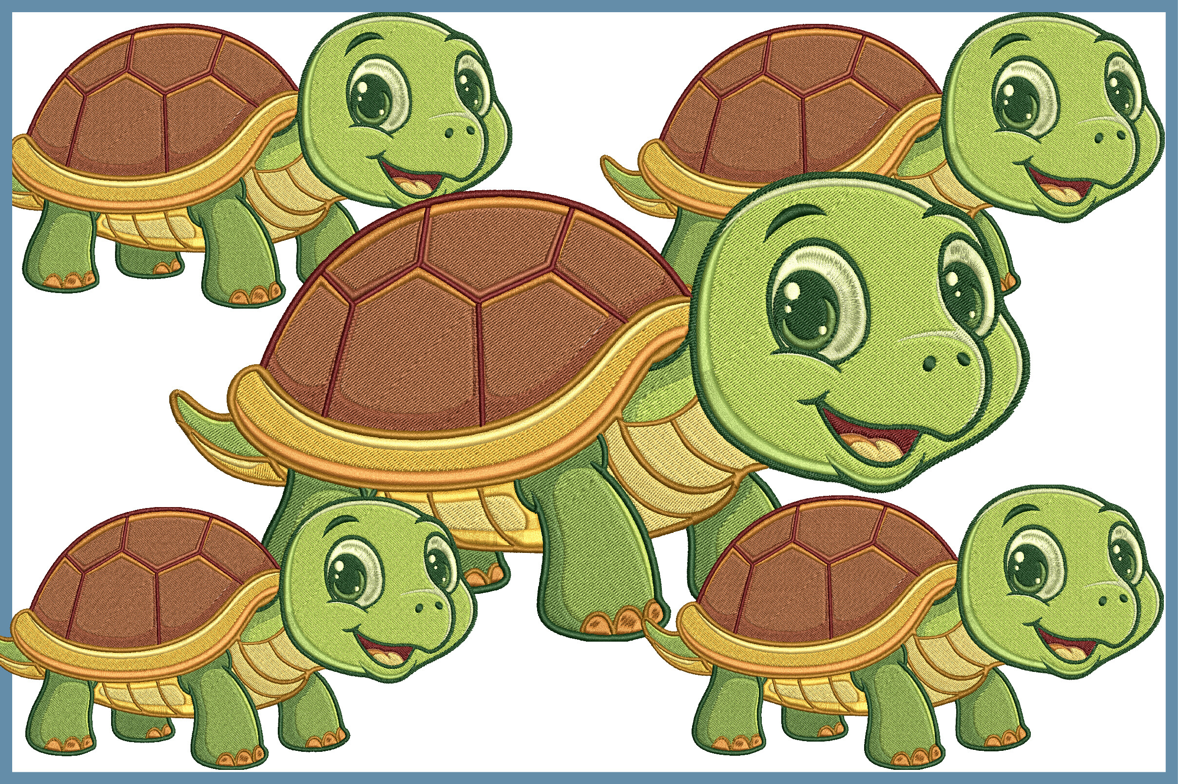 Cute Turtle Embroidery Design