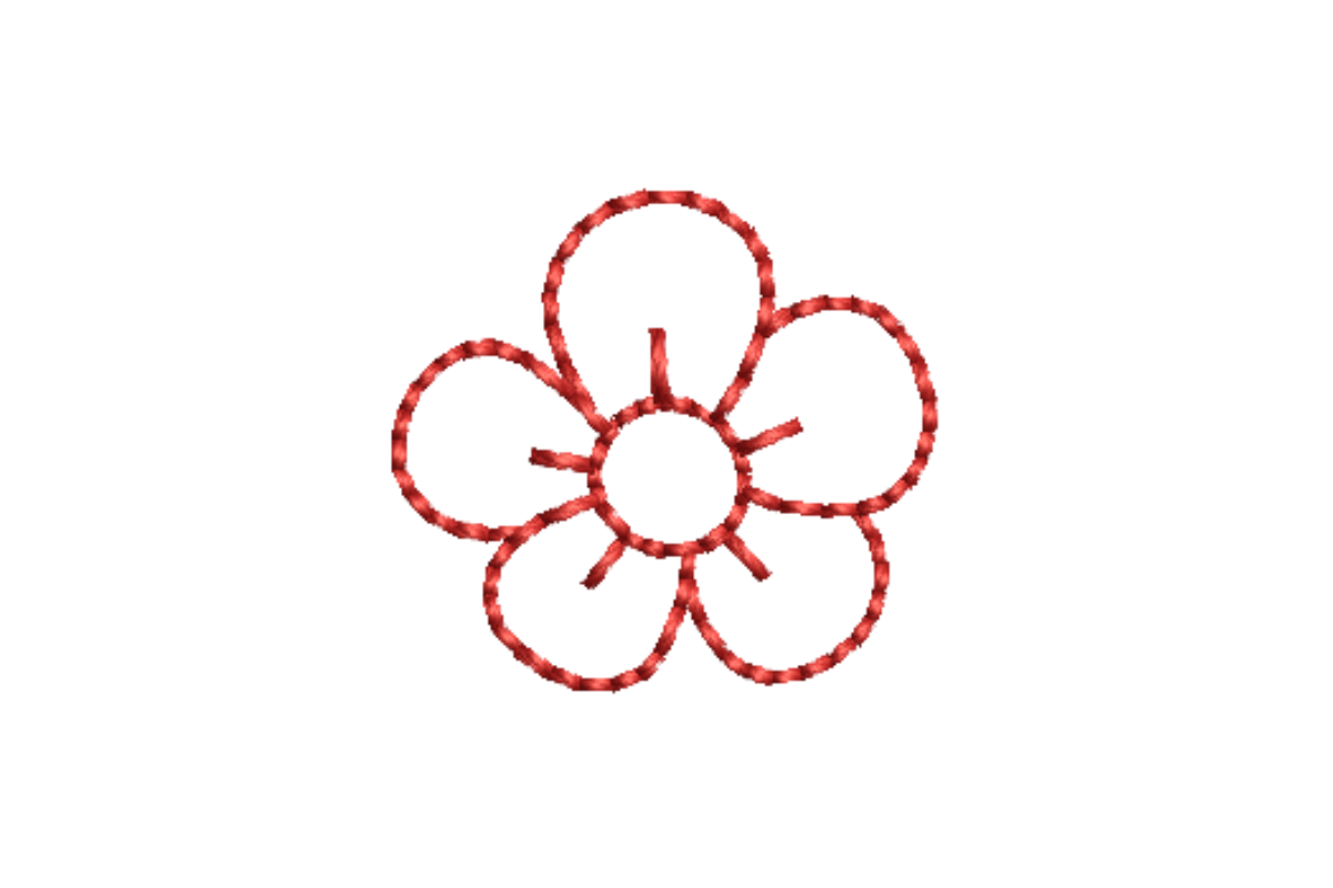 Flower Doodle Redwork Embroidery Design