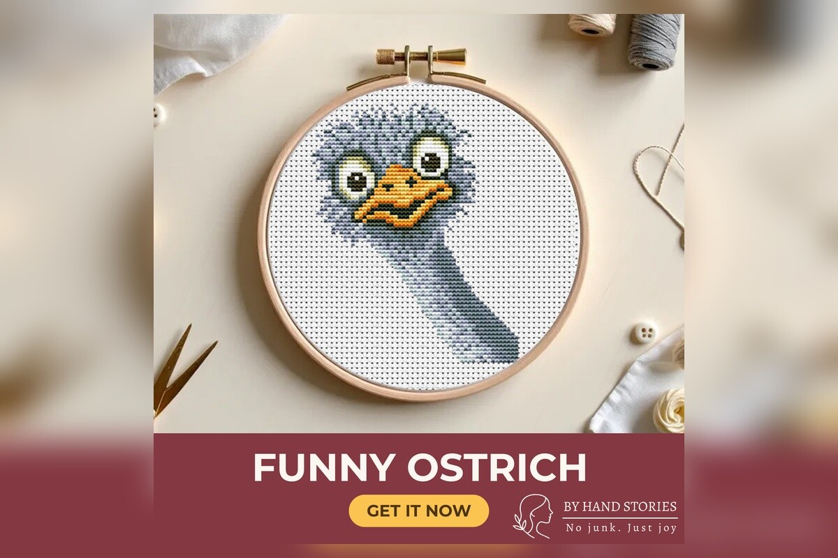 Funny Ostrich Cross Stitch Pattern PDF