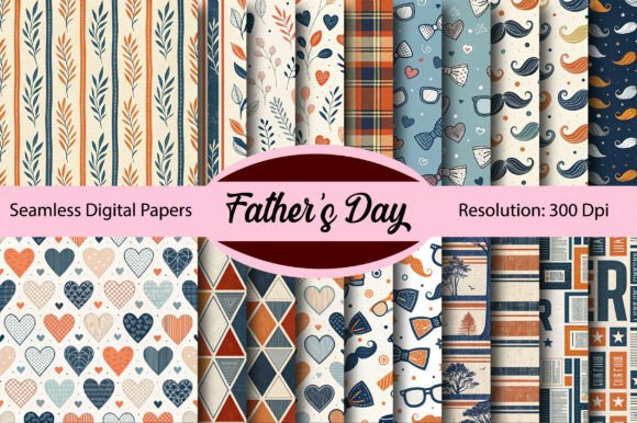 HAPPY FATHER'S DAY Digital Paper Gráfico Patrones de Papel Por Colourful