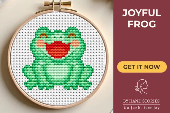 Joyful Frog Cross Stitch Pattern PDF