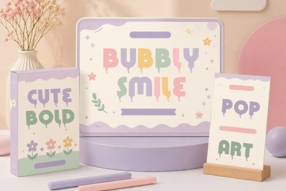 Pastel Balloon Font PNG with transparent background - Preview 1