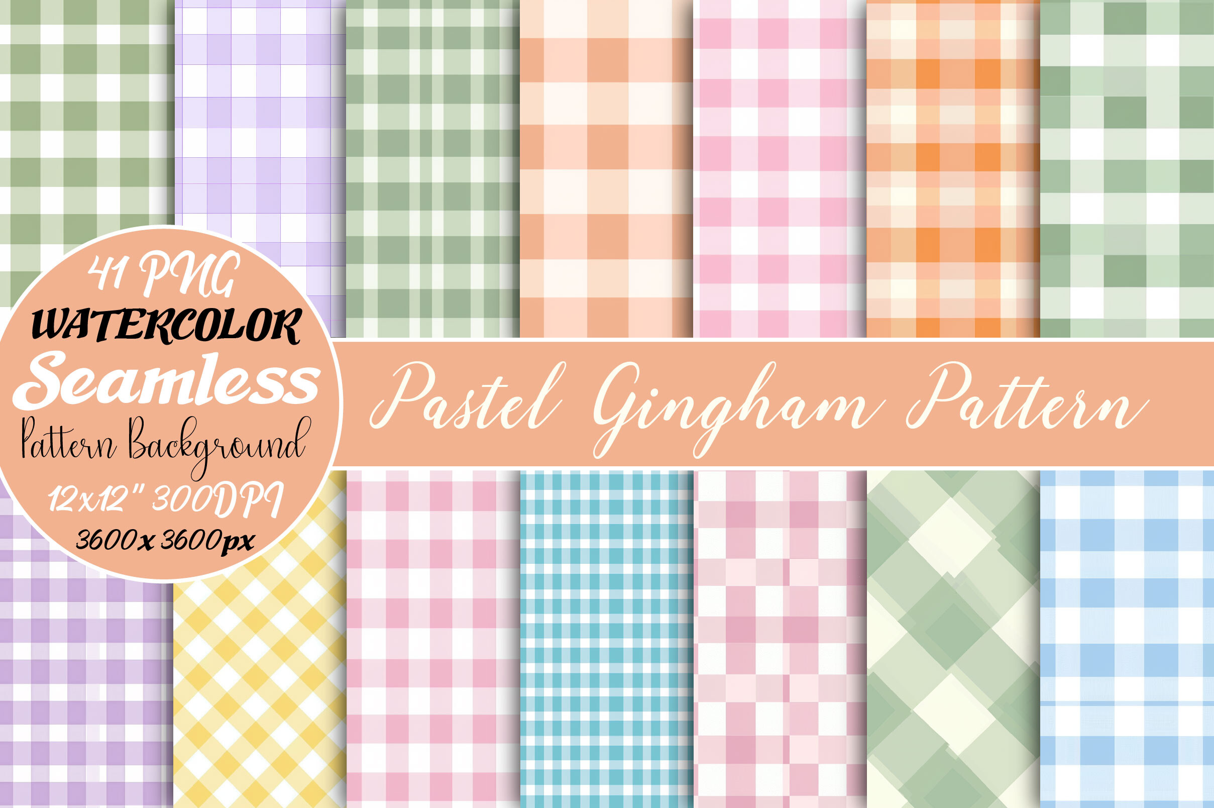 Pastel Gingham Pattern Seamless Paper Graphic by Strawberry Art ...