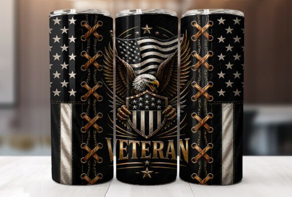 Patriotic Eagle Veteran USA Flag Tumbler