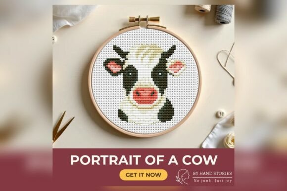 Portrait of a Cow Cross Stitch Pattern P