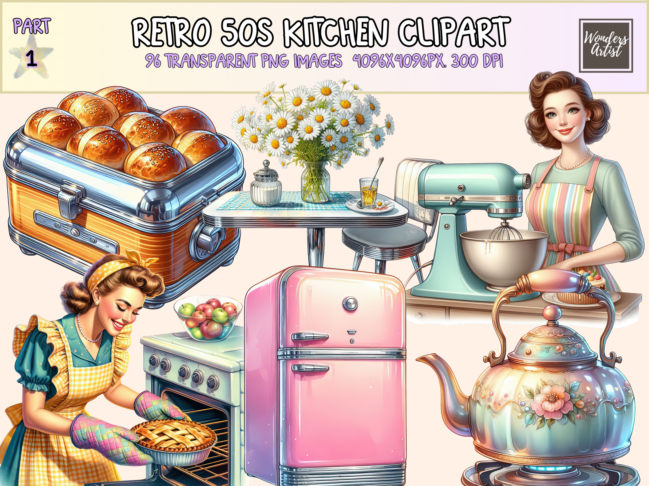 Retro 50s Kitchen Clipart