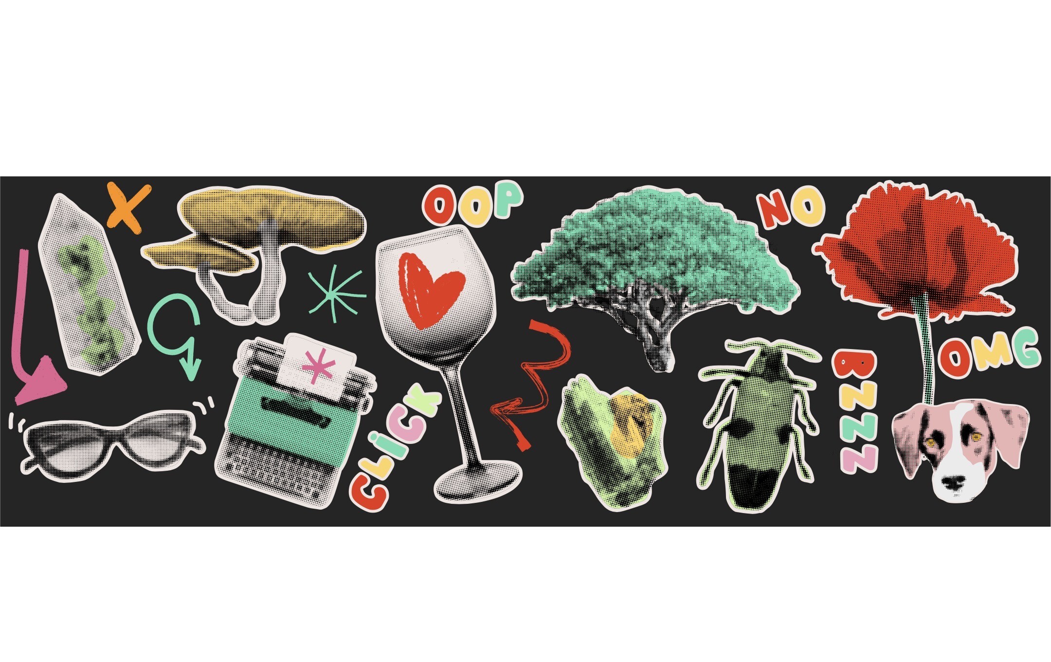 Retro Tech and Animal Collage in Halfton
