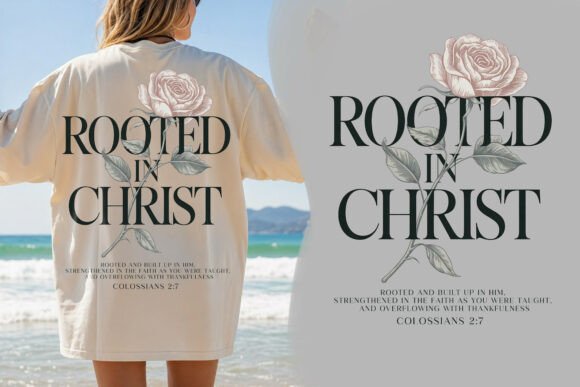 Rooted in Christ Floral Christian Tee Graphic T-shirt Designs By trendyhunt43