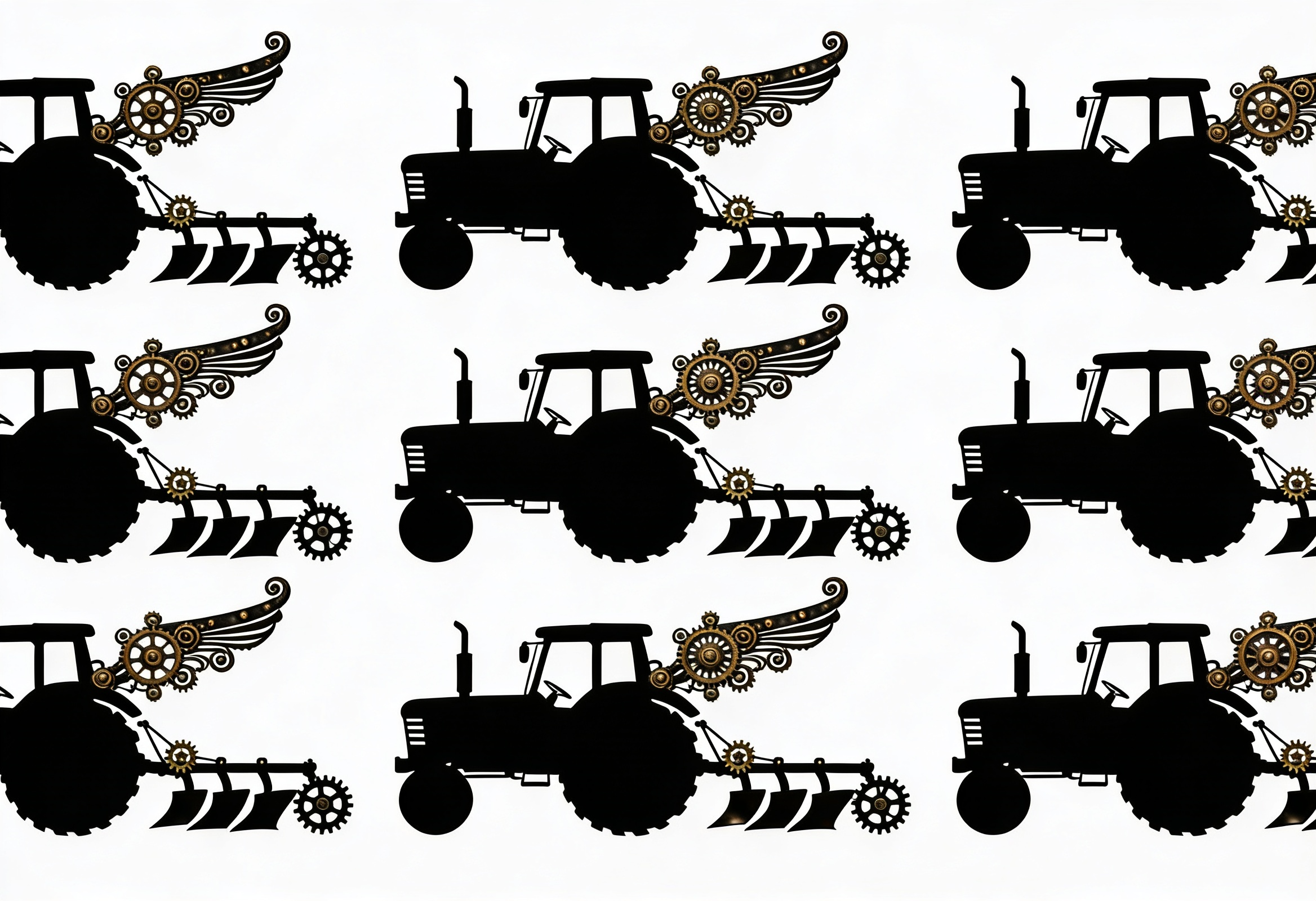 Steampunk Tractor Silhouette with Wings