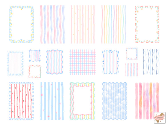 Summer Preppy Frames Striped Backgrounds Graphic Illustrations By Artistic Revolution