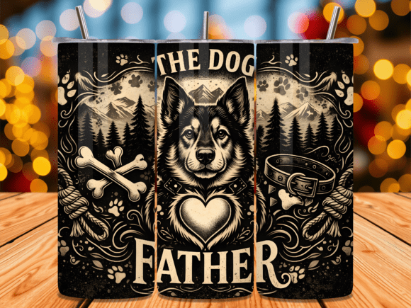 the dog father vintage husky tumbler svg png for sublimation mug wrap