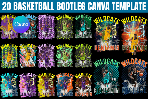 20 Basketball Bootleg Canva Template