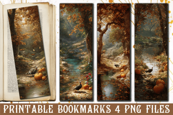 Autumn Forest Stream Turkey Bookmark