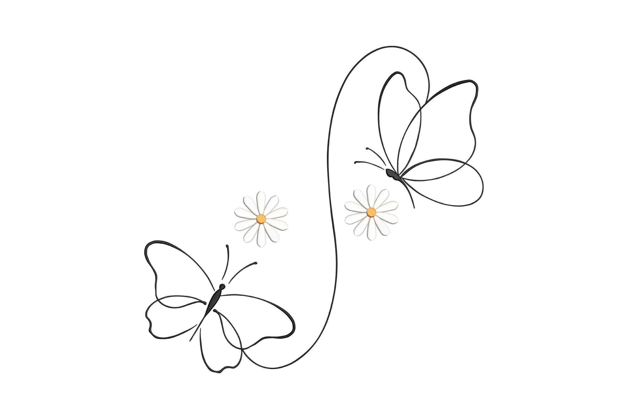 Butterflies with Daisy Flowers