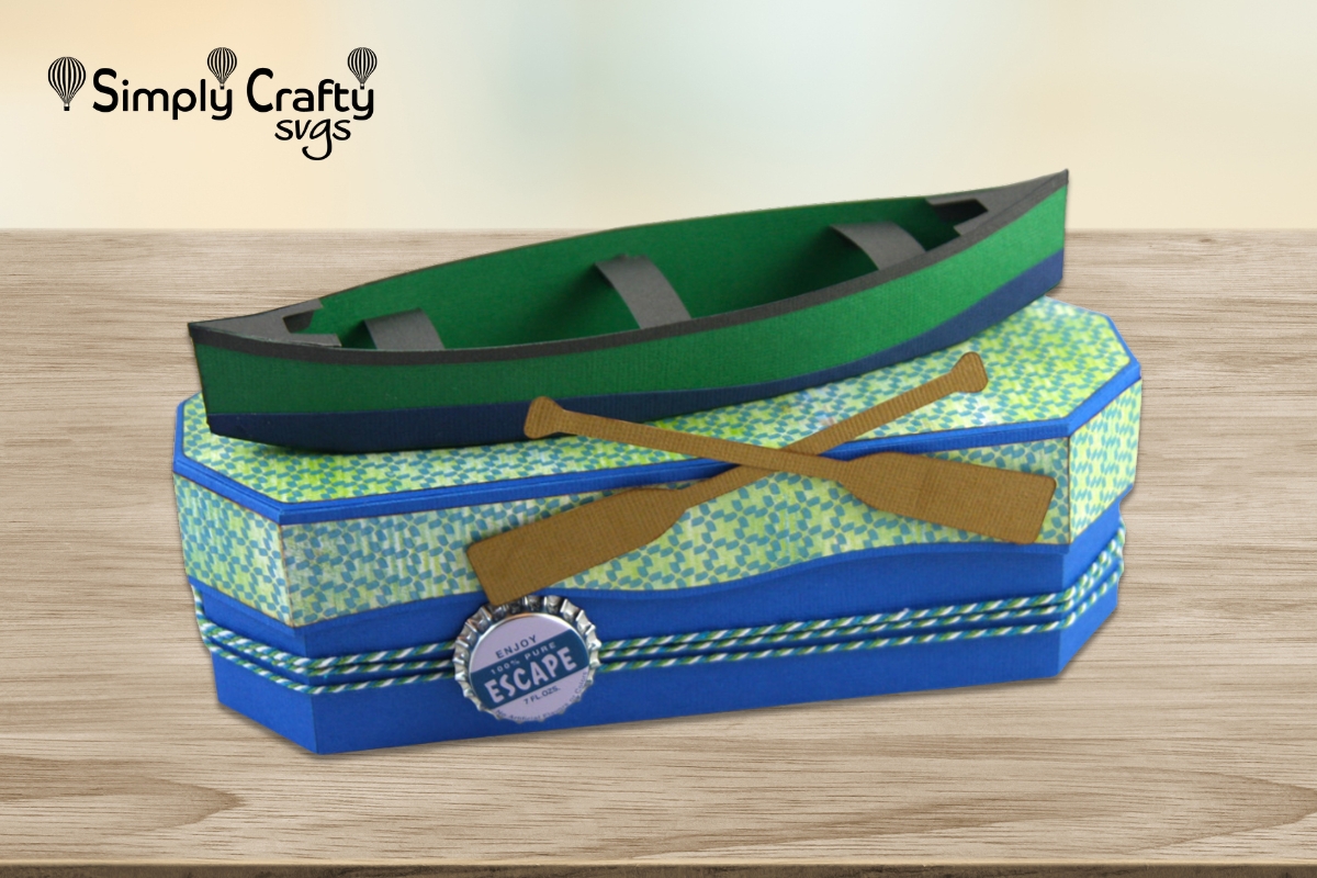 Canoe Gift Box SVG with a detailed 3D layered canoe design