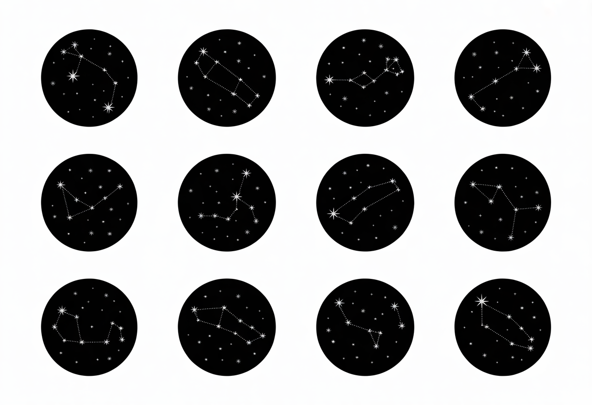 Celestial Constellation Icons Black and