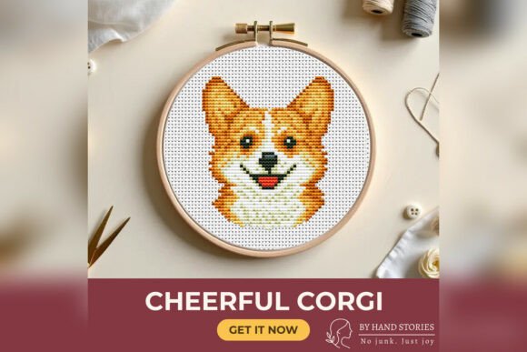 Cheerful Corgi Cross Stitch Pattern PDF