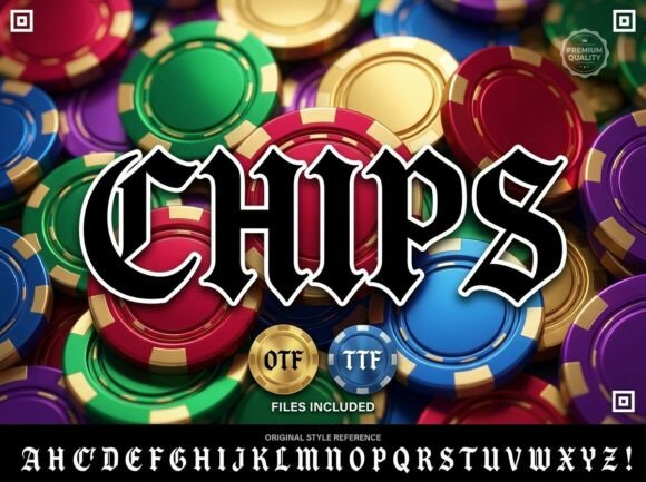 Preview specimen of Chips blackletter font