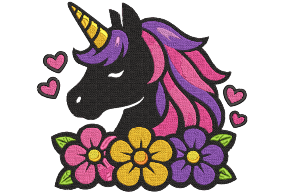 Colorful Unicorn Embroidery Design