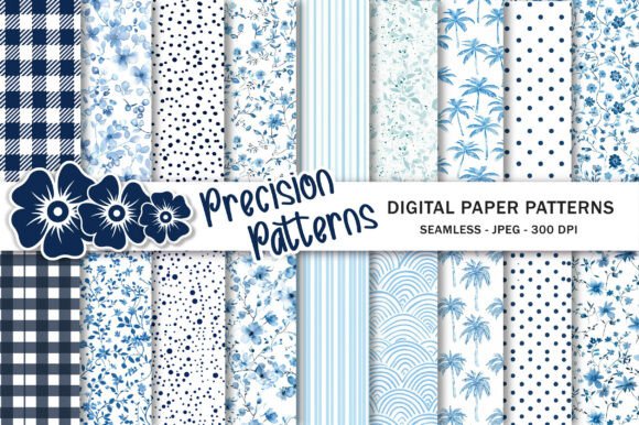 Coquette Blue Toile Digital Paper Graphic Patterns By Precision Patterns