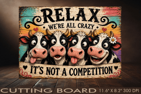 Cows Relax Cutting Board Gráfico Manualidades Por TCSP Designs