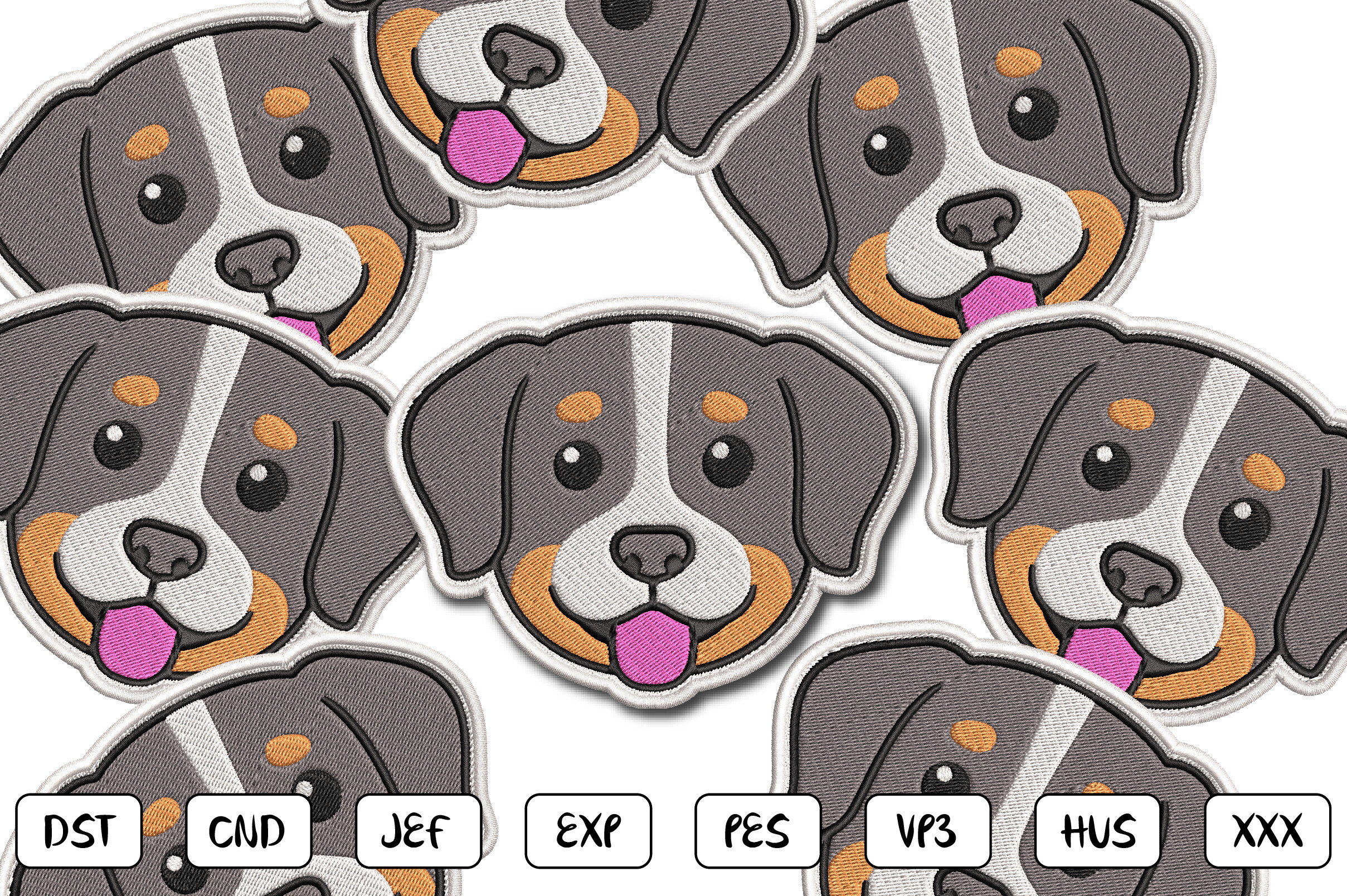 Dog Face Patch Embroidery Design