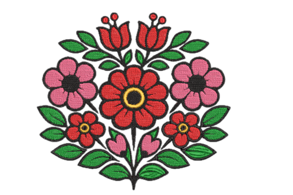 Folk Floral Embroidery Design