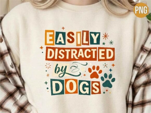 funny distracted by dogs retro quote png for sublimation mugs and tumblers