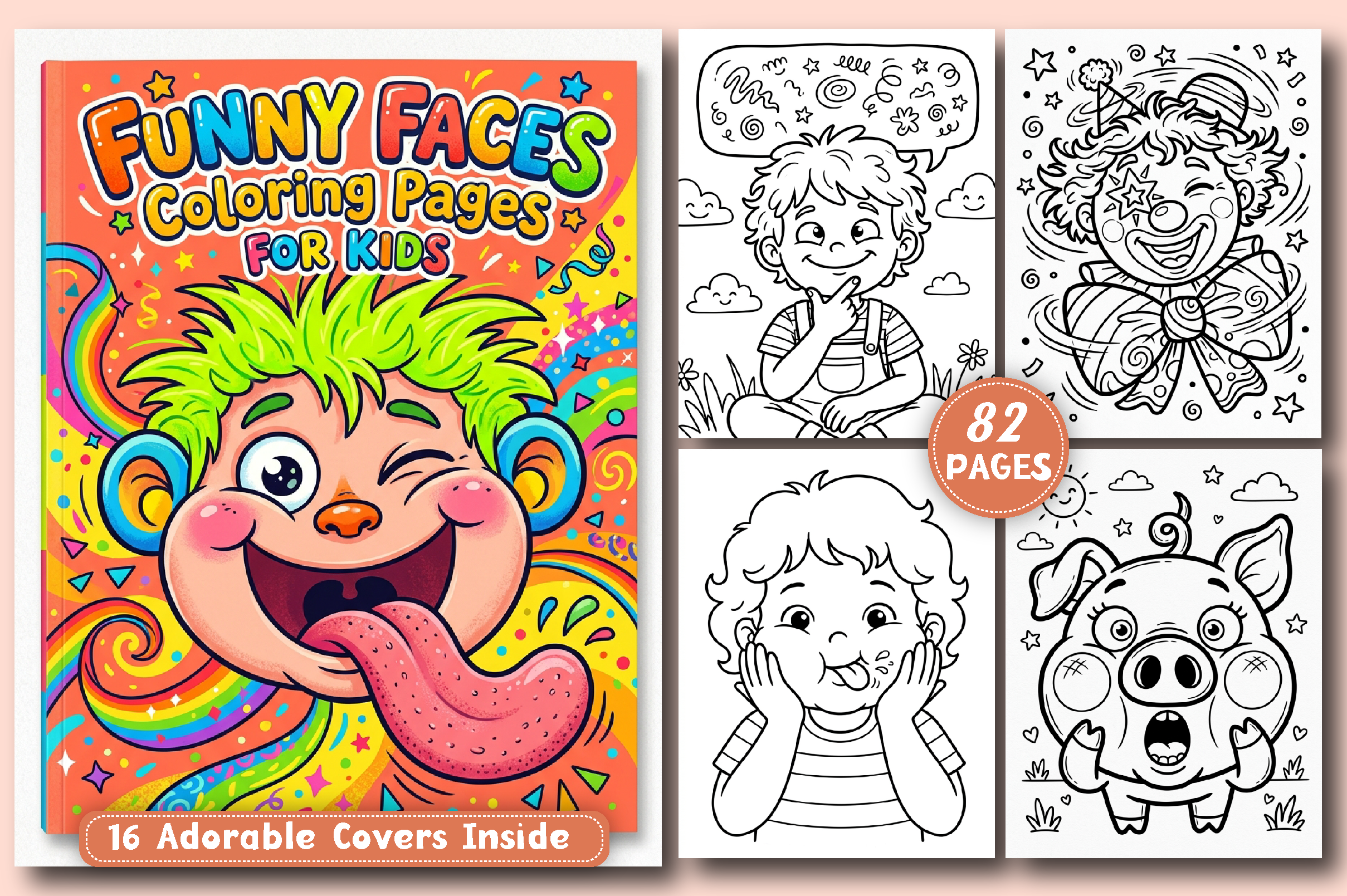 Funny Faces Coloring Pages for Kids