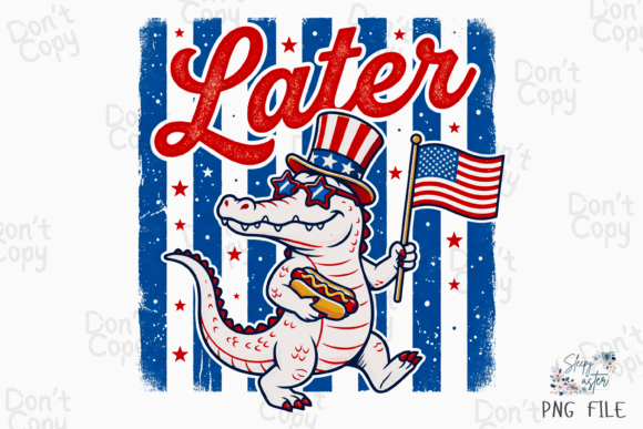 Later Gator, Alligator 4th of July PNG Grafik T-shirt Designs Von Sleepy Aster
