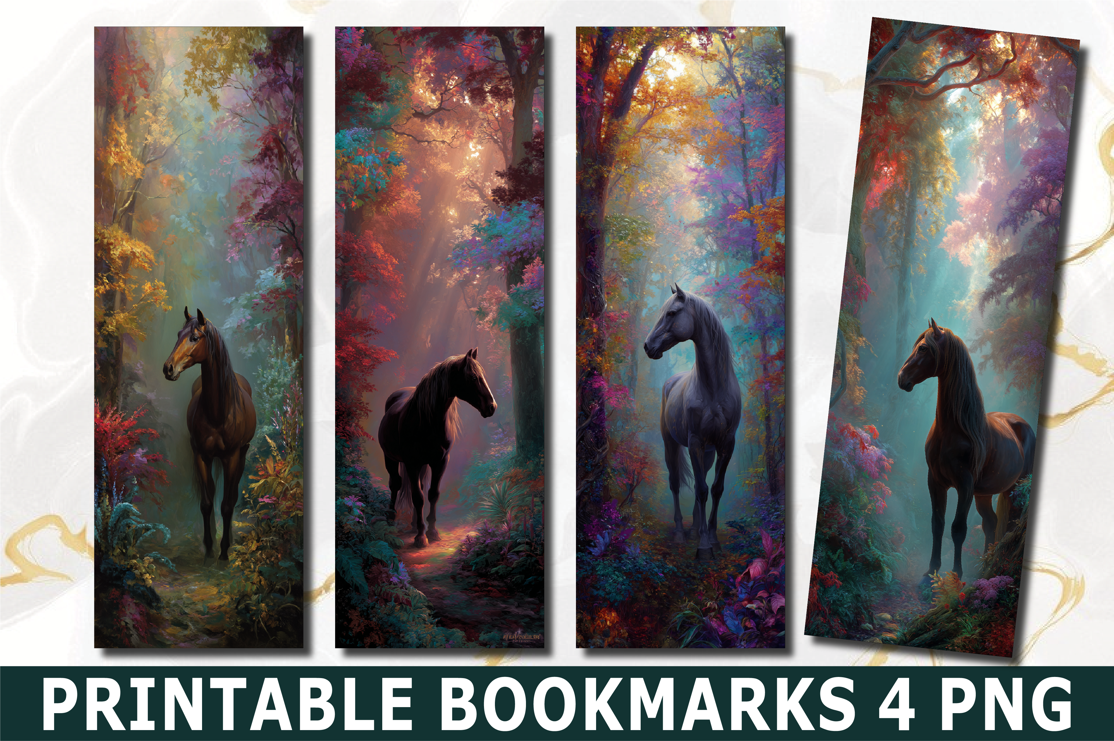 Mystic Forest Horse Fantasy Bookmark
