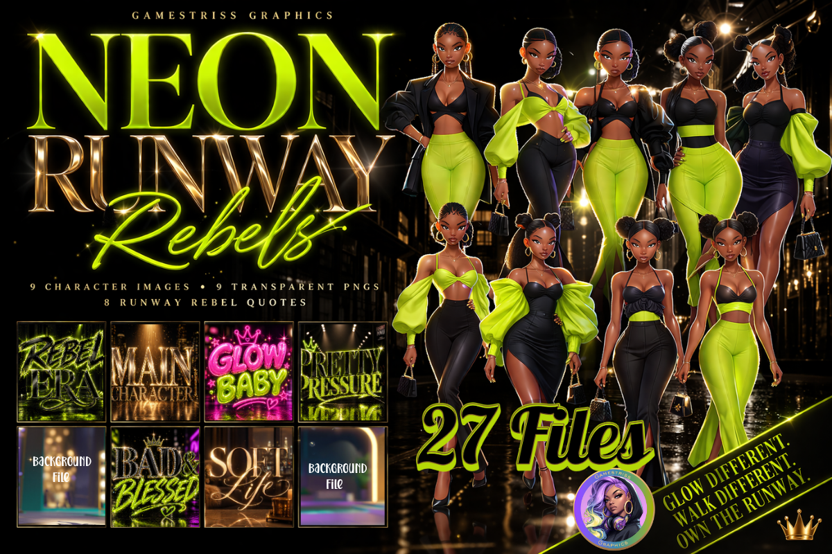 Neon Runway Rebels Digital Bundle Graphic by Camiel Childs · Creative ...
