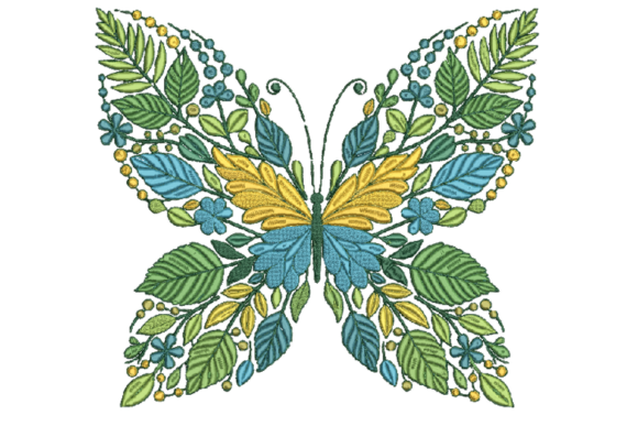 Ornate Botanical Butterfly Embroidery De