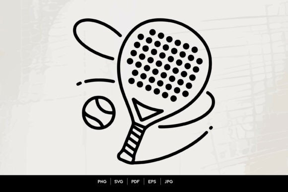 Padel Racket Line Art Svg Graphics