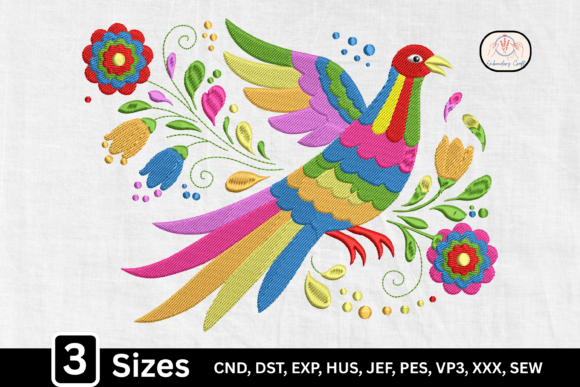 Scandinavian Floral Folk Bird