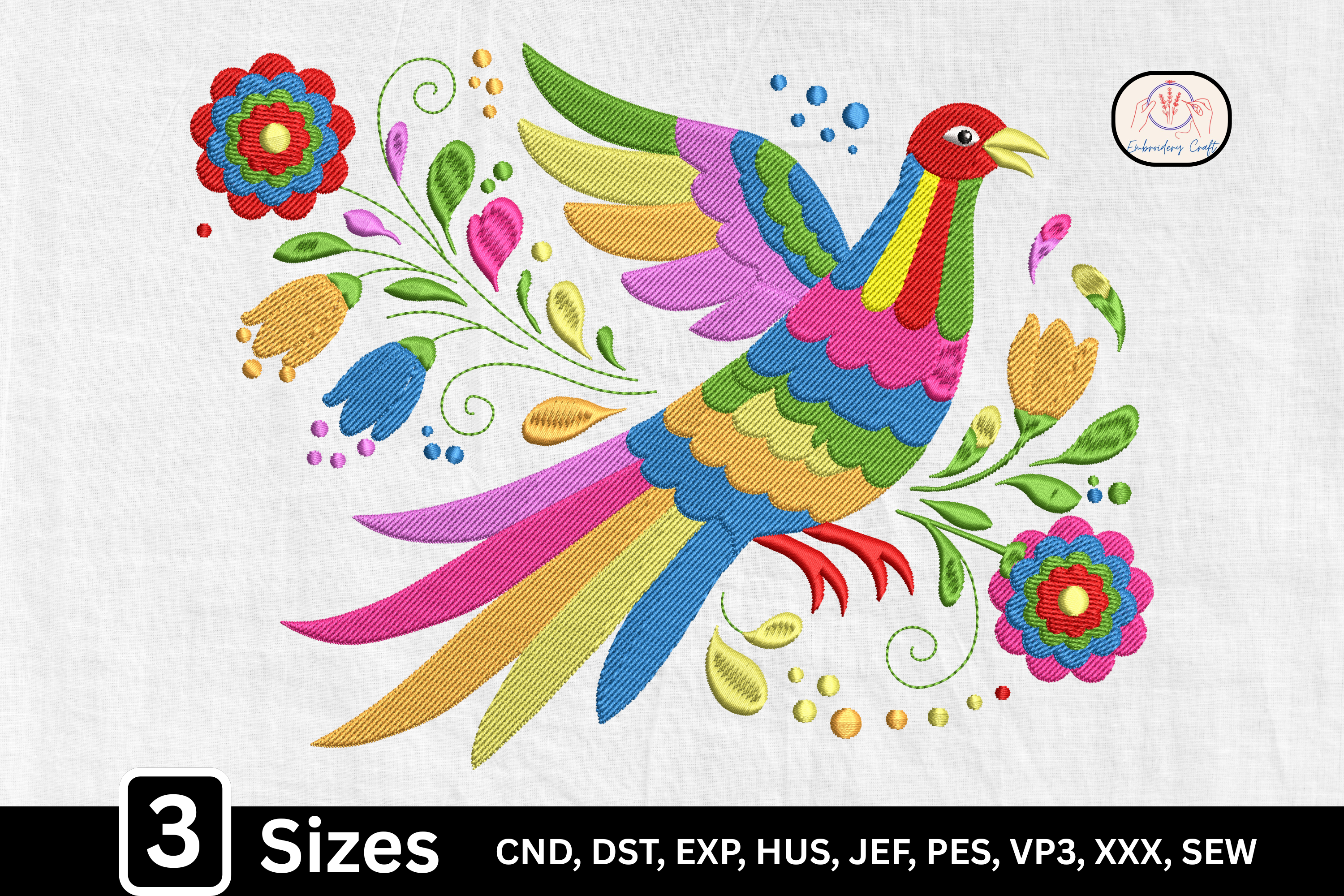 Scandinavian Floral Folk Bird