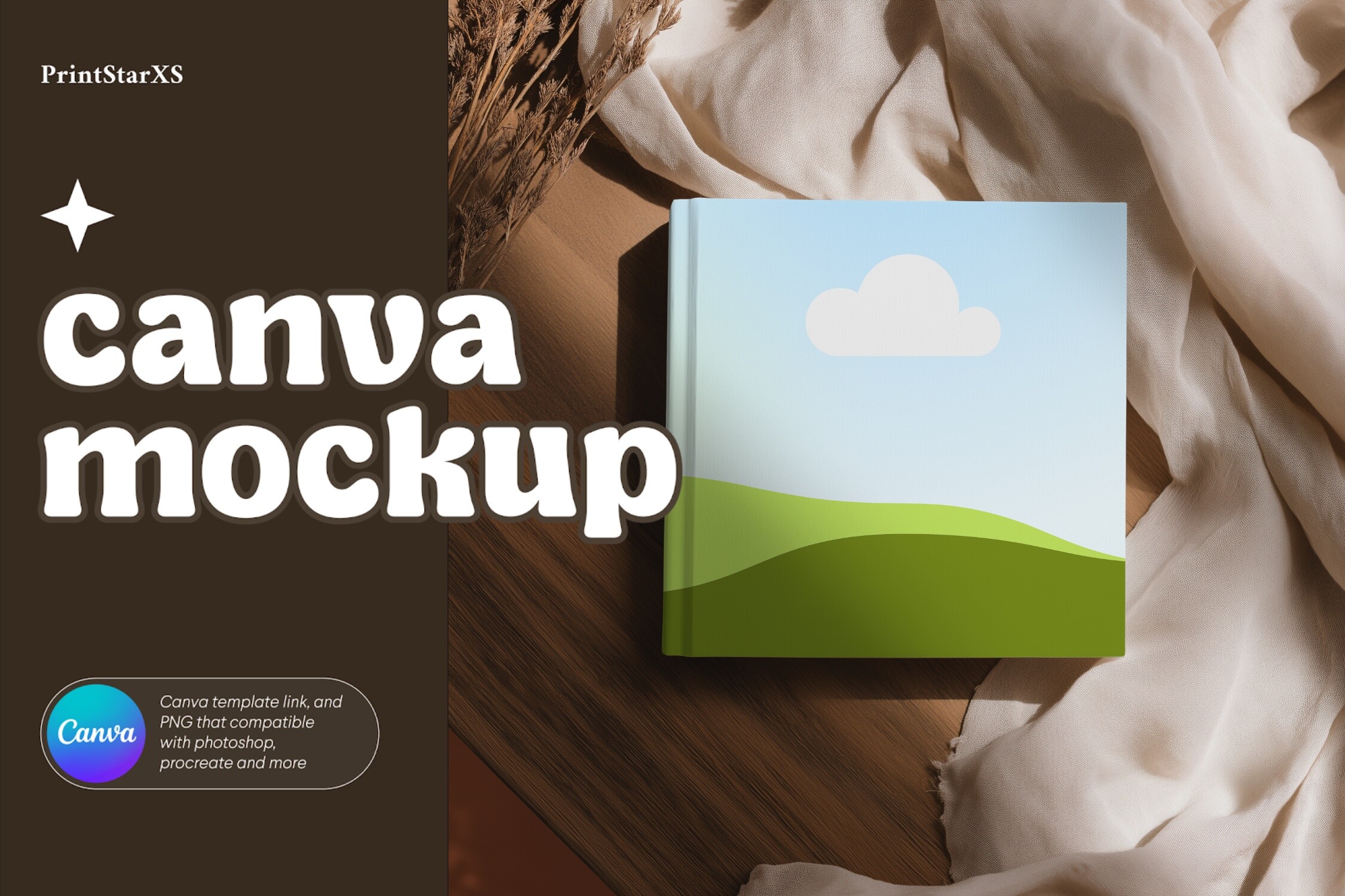 Square Book Canva Mockup