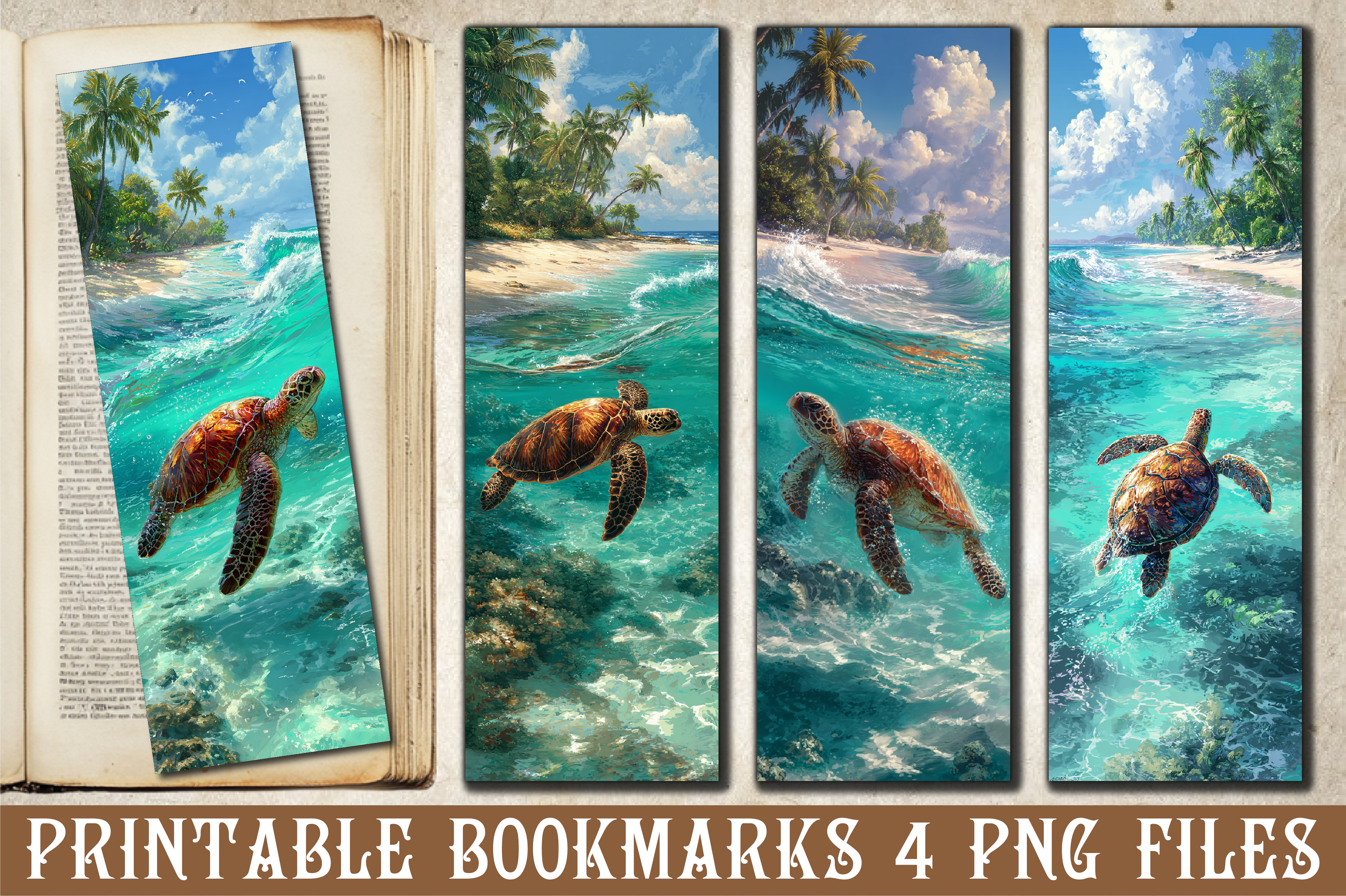 Tropical Sea Turtle Ocean Beach Bookmark