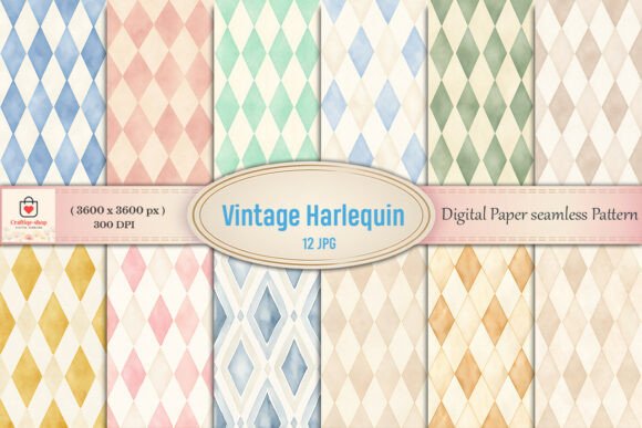 Vintage Harlequin Seamless Patterns Bund