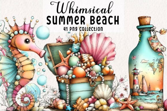 Whimsical Summer Beach Clipart Graphic Illustrations By Print Magic